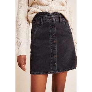 Anthropologie Pilcro and the Letterpress Black Denim Paperbag-Waist Mini Skirt